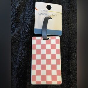 Protégé Pink and White Checkered Luggage Tag